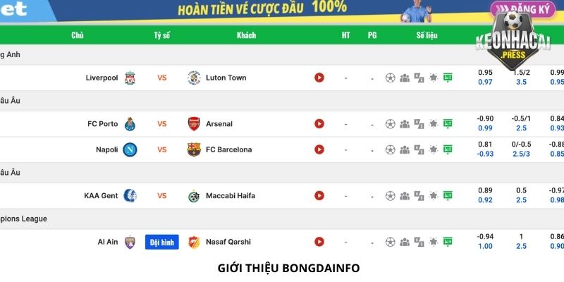 Bongdainfo Là Gì? Chia Sẻ Thông Tin Mới Nhất - bản quyền Kèo Nhà Cái 88 Giải đáp Bongdainfo là gì?